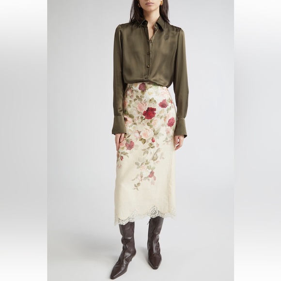 Zimmermann Dresses & Skirts - Zimmermann Cream Floral Midi Skirt